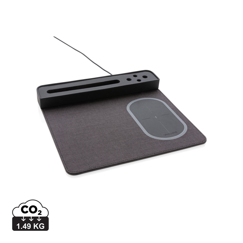 Tapis de souris avec chargeur induction publicitaire Noir
