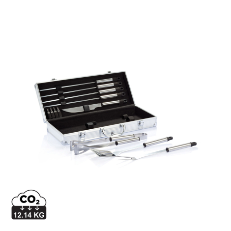 Set de 12 pièces pour barbecue en coffret aluminium personnalisable