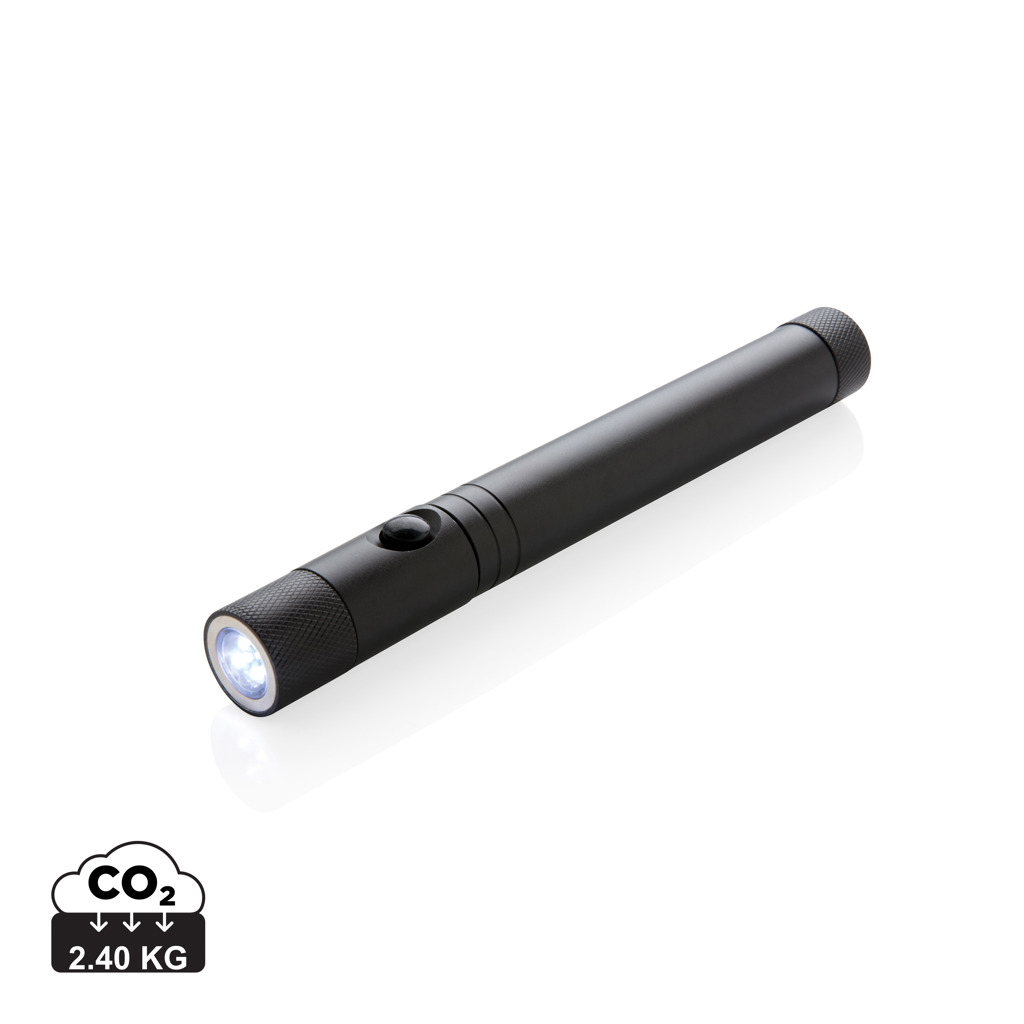 Lampe torche publicitaire télescopique avec aimant Noir