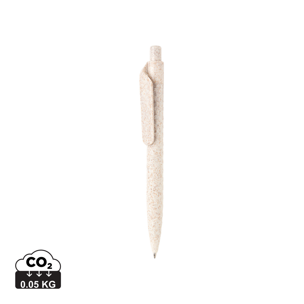 Stylo en fibre de paille blé publicitaire Blanc