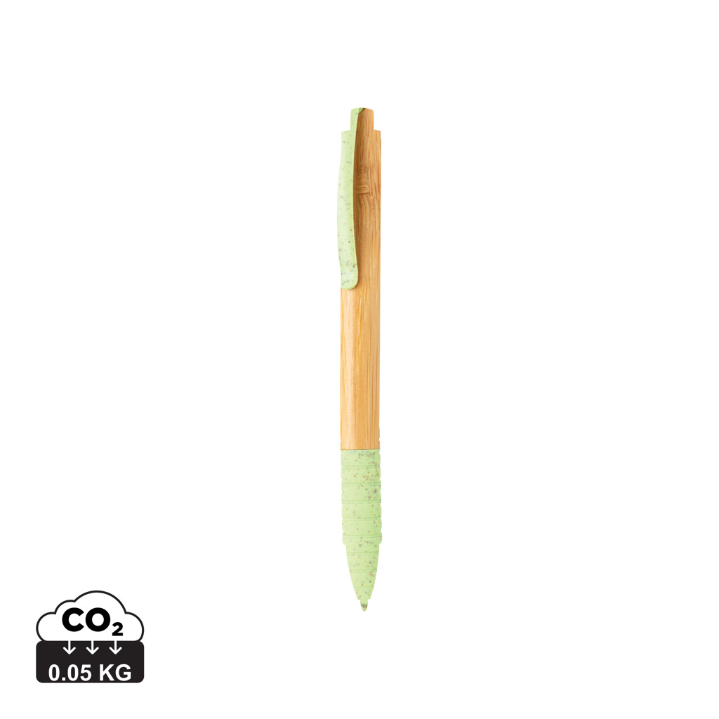 Stylo en bambou et fibre de paille promotionnel Vert