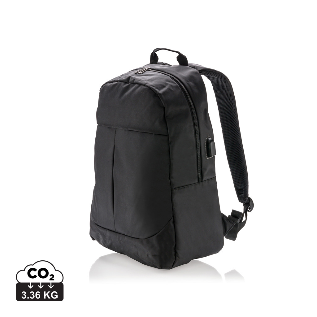 Sac à dos publicitaire pour ordinateur 15" avec prise USB Noir