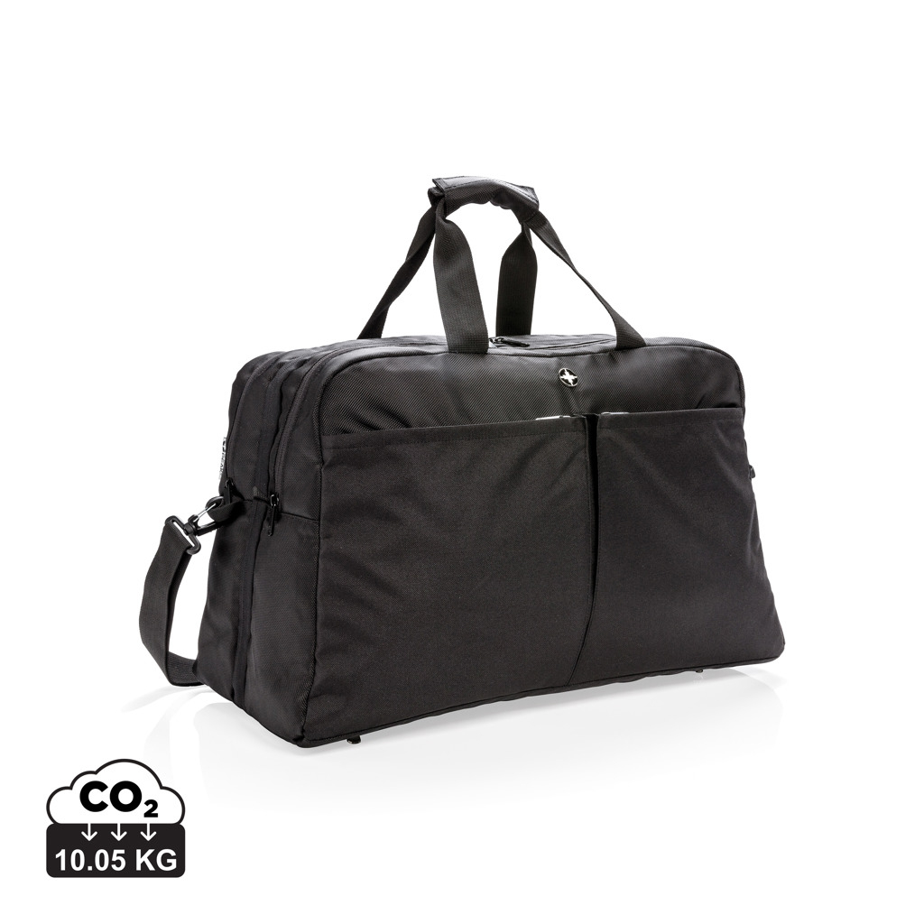 Sac de sport publicitaire avec ouverture type valise Swiss Peak RFID Noir