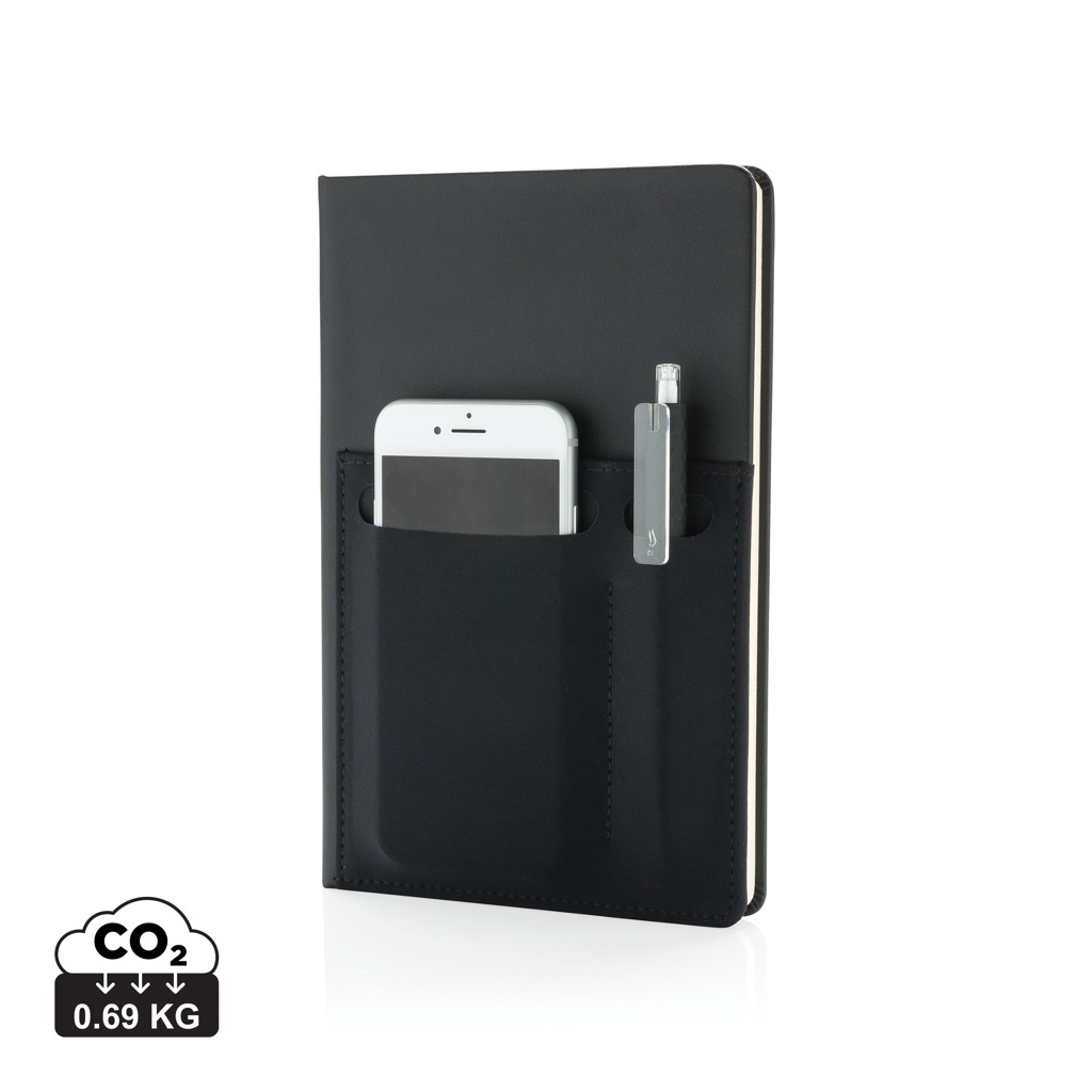 Carnet de notes publicitaire A5 Deluxe avec pochettes Noir