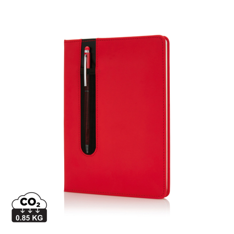 Carnet publicitaire A5 - couverture rigide en PU avec stylo tactile