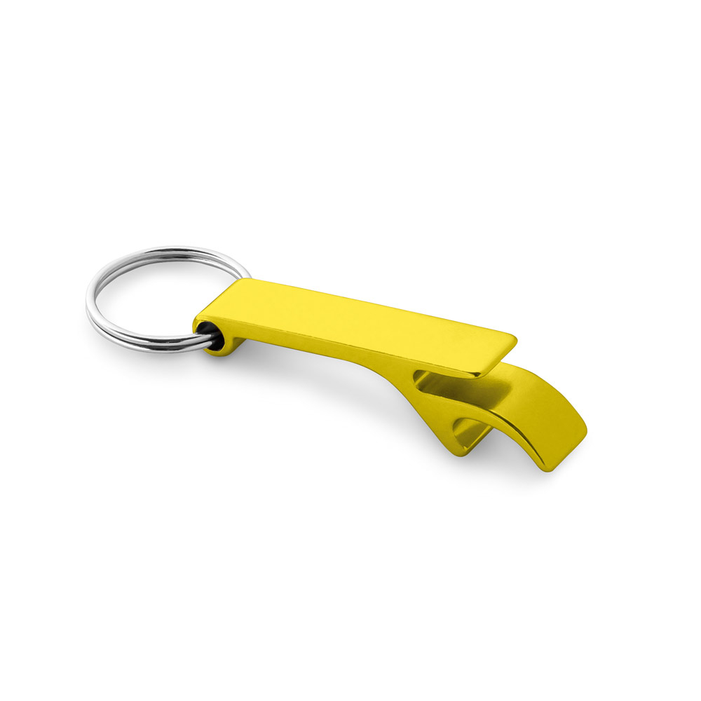 Porte-clés décapsuleur publicitaire Jaune