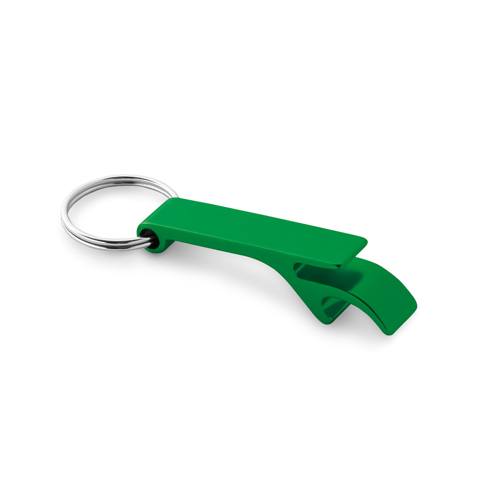 Porte-clés décapsuleur publicitaire Vert
