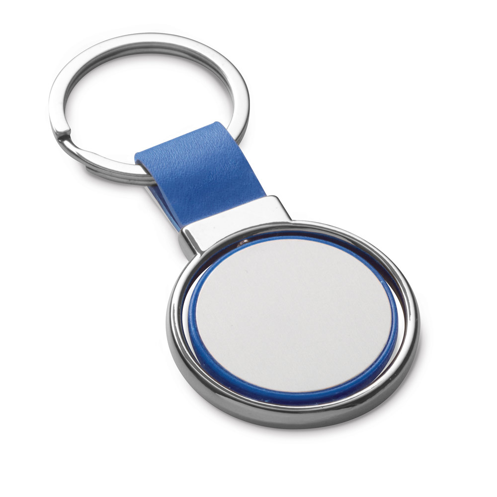 Porte clés rond publicitaire en métal Bleu