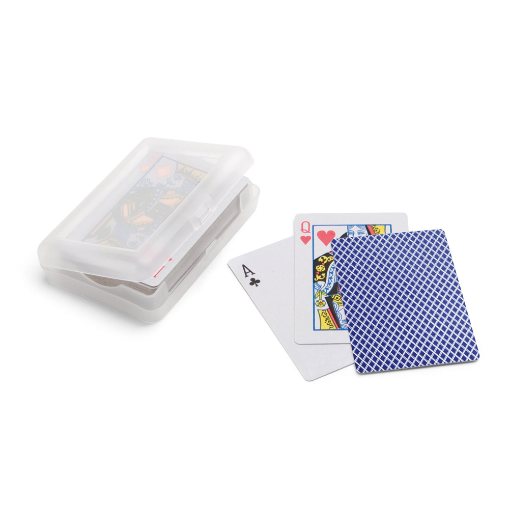 Cartes à jouer publicitaires avec boîte plastique Bleu