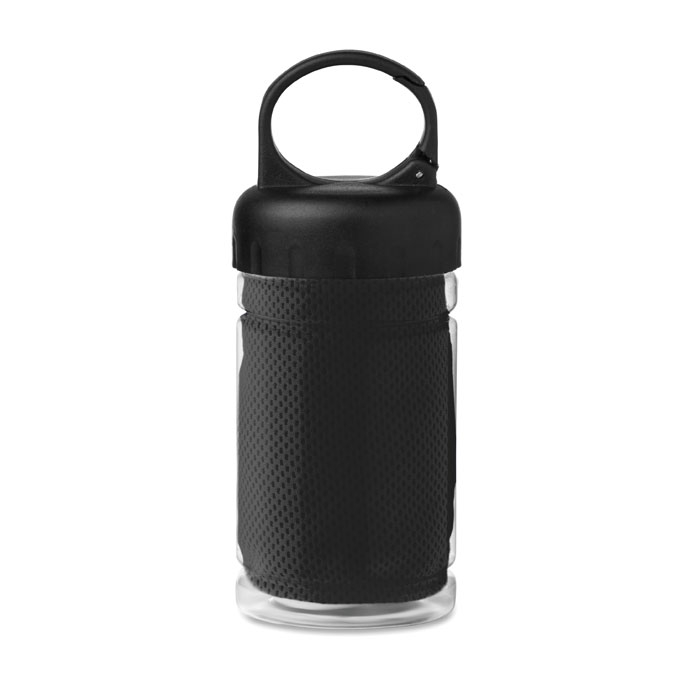 Bouteille et serviette de sport publicitaire - Fris Noir