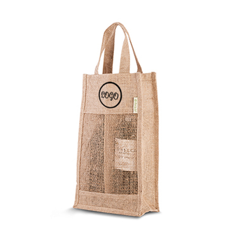 Sac en jute personnalisé pour 2 bouteilles - Mesh