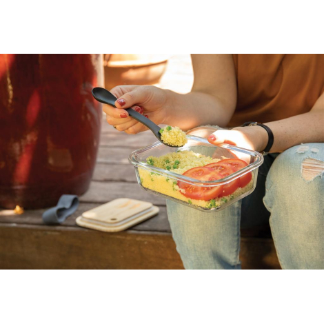 Boîte repas personnalisée en verre et bambou