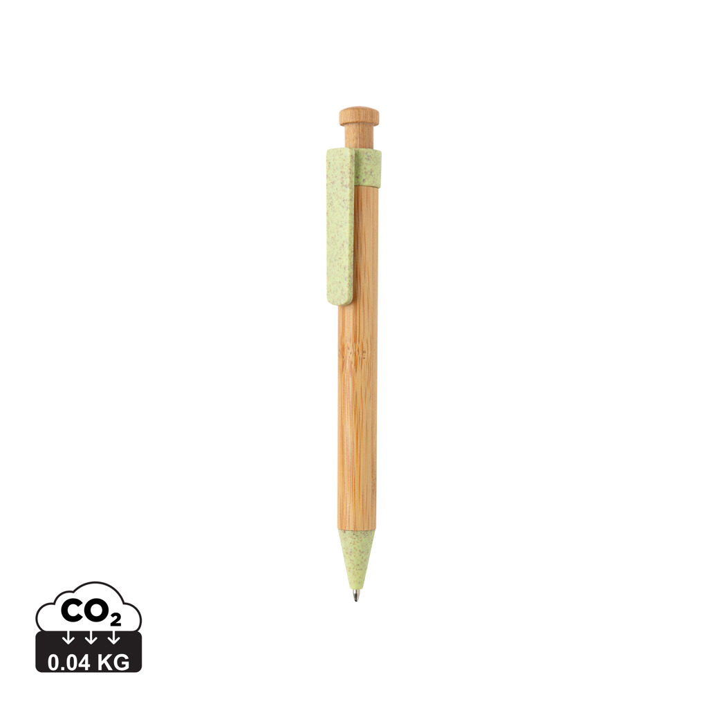 Stylo en bambou en fibre de paille publicitaire Vert