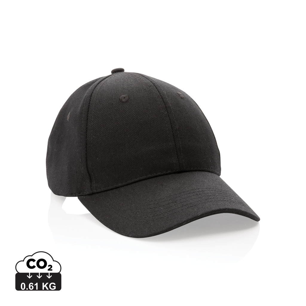 Casquette 6 pans coton recyclé 280 g publicitaire Impact Noir