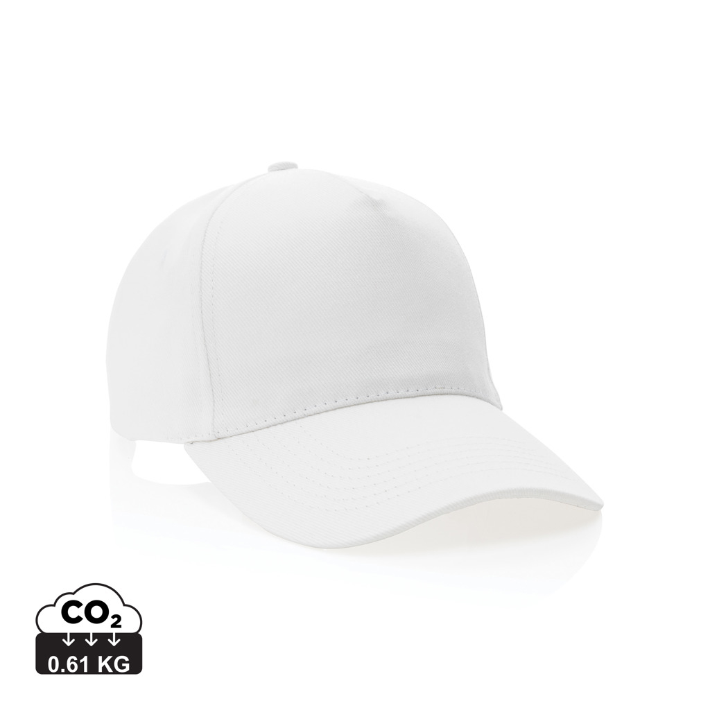 Casquette coton recyclé 280 g publicitaire 5 pans Impact Blanc