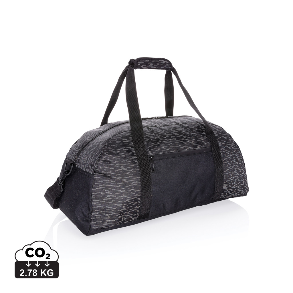 Sac week-end publicitaire en RPET réfléchissant Noir
