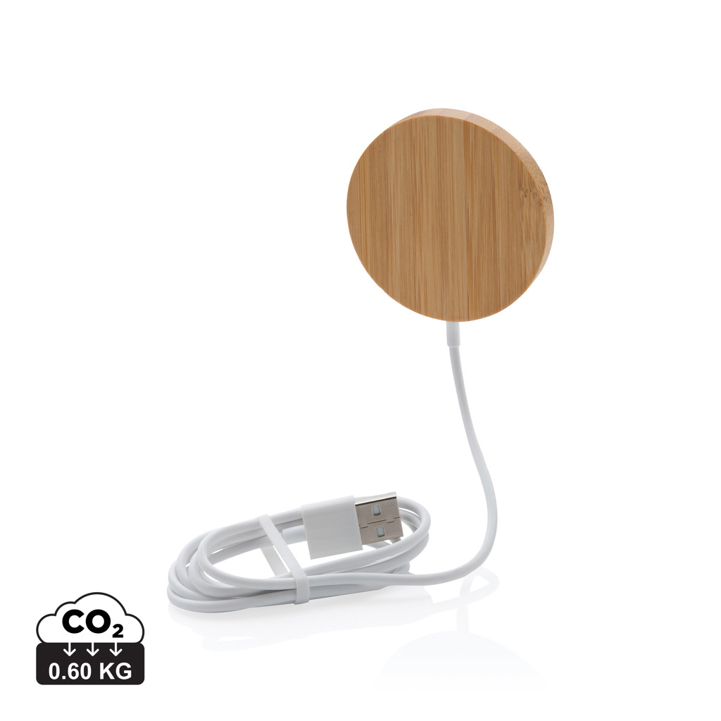 Chargeur magnétique publicitaire en bambou 10W Marron