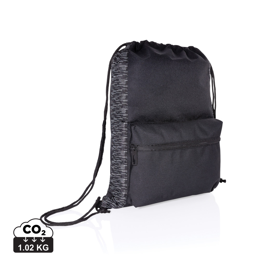 Gym bag réfléchissant en RPET publicitaire Noir