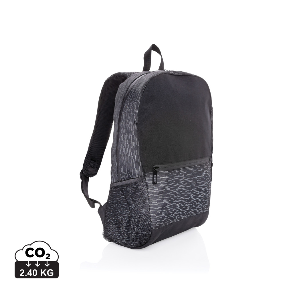 Sac à dos réfléchissant publicitaire ordinateur 15.6" en RPET Noir
