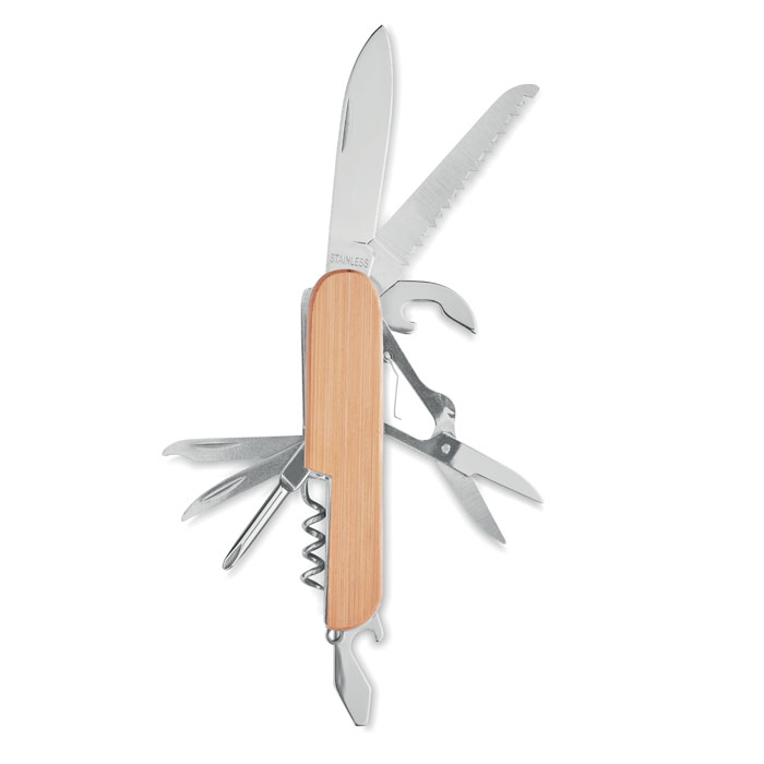 Couteau multi-outils en bambou publicitaire Bois