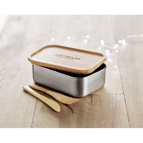 Lunch box publicitaire inox et bambou 600ml SAVANNA