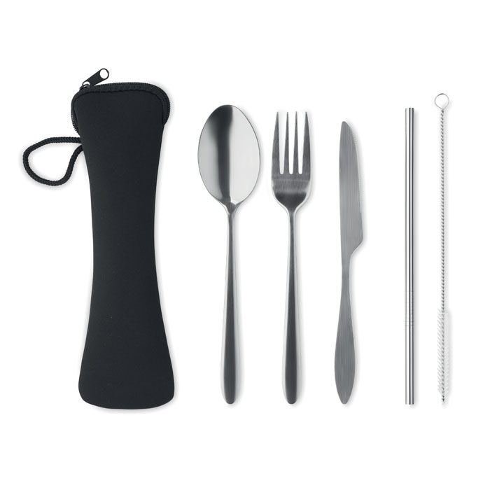 Set couverts en acier inoxydable personnalisé Noir