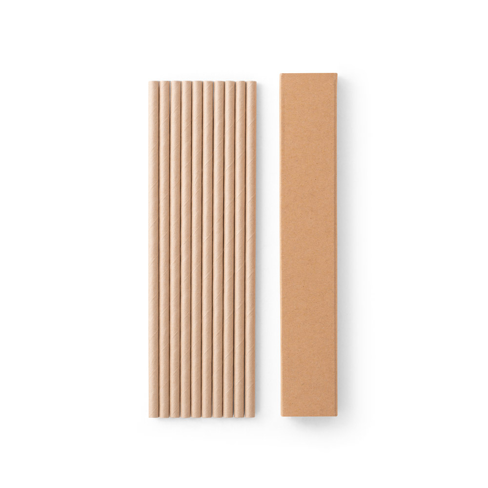 10 pailles en papier kraft publicitaires LAMONE Naturel