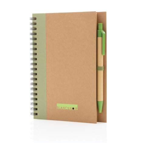 Cahier à spirales kraft personnalisé avec stylo