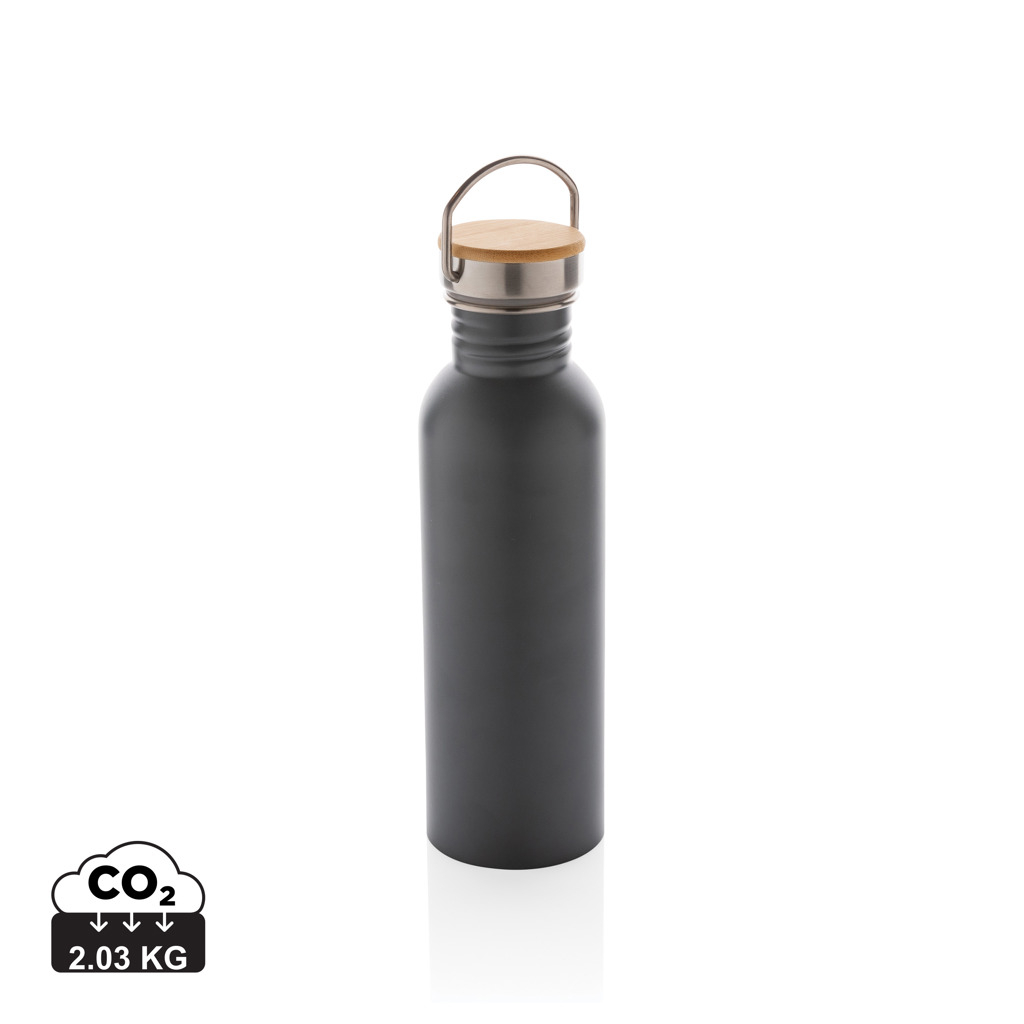 Bouteille promotionnelle couvercle bambou 700 ml Gris