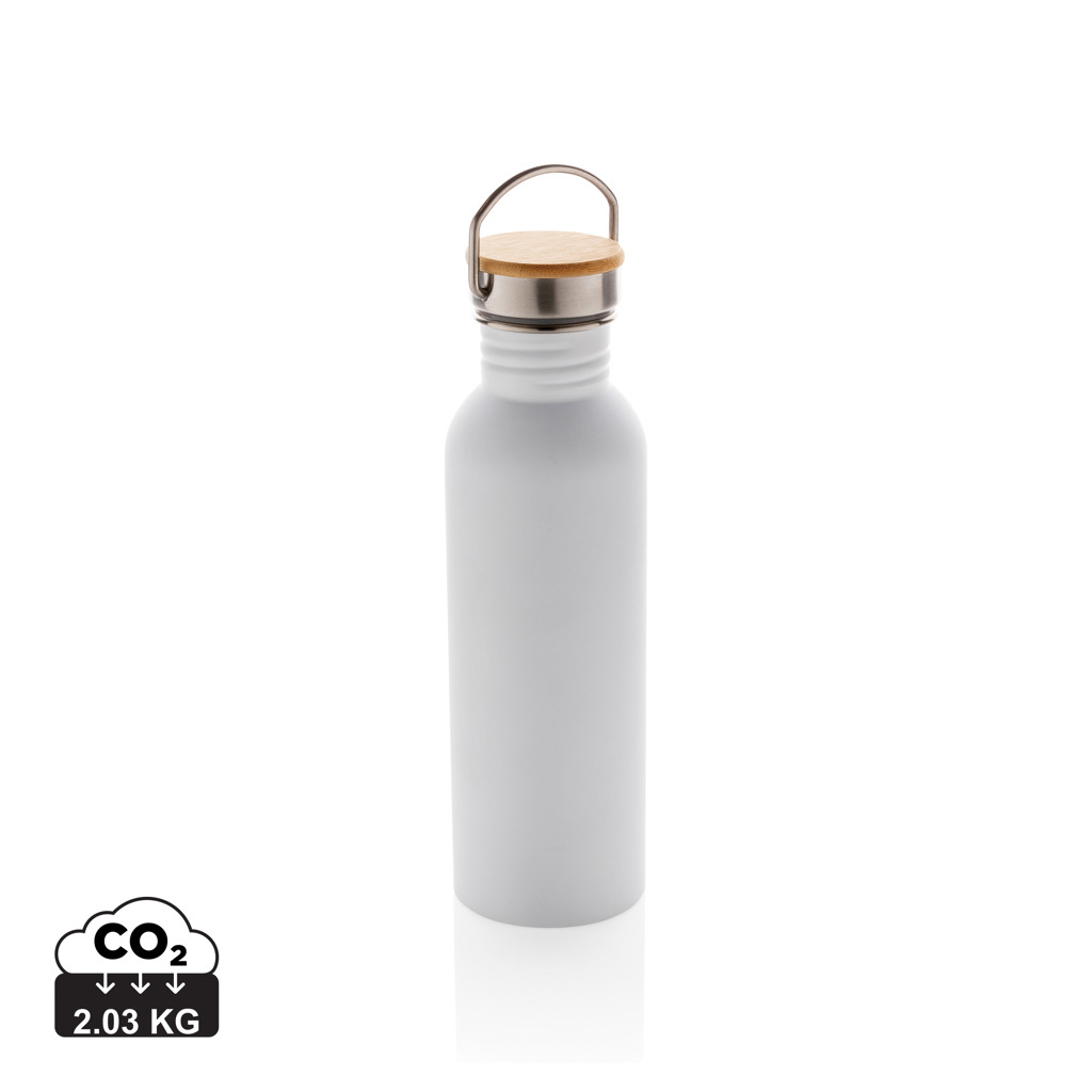 Bouteille promotionnelle couvercle bambou 700 ml Blanc