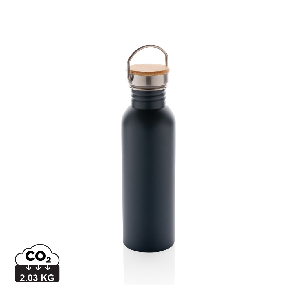 Bouteille promotionnelle couvercle bambou 700 ml Bleu