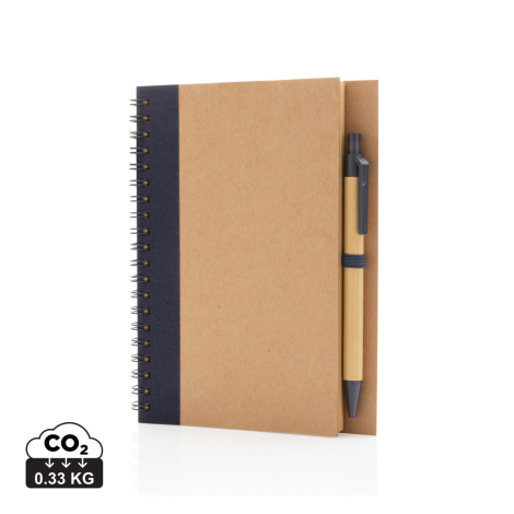 Cahier à spirales kraft personnalisé avec stylo