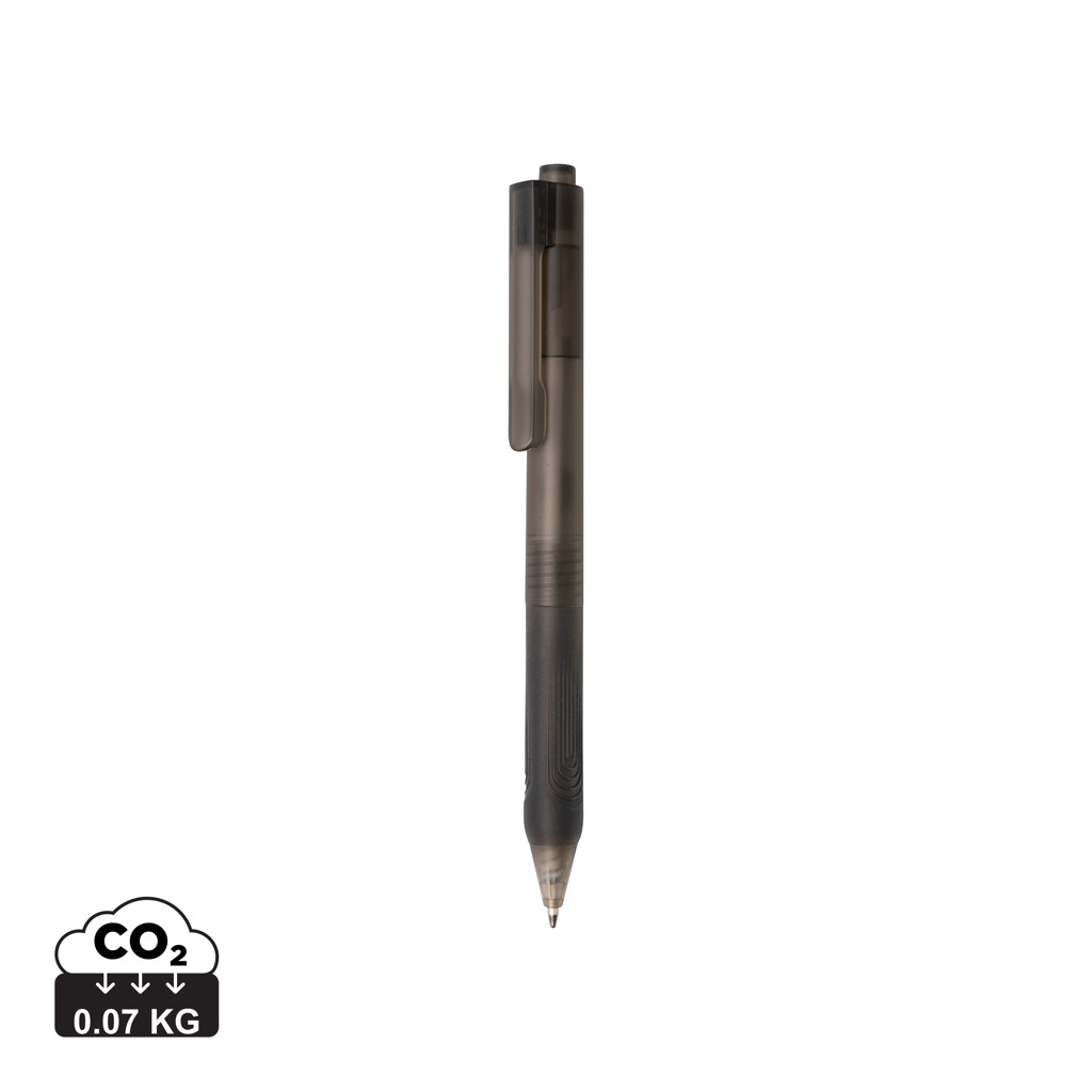 Stylo bille publicitaire givré avec grip silicone X9 Noir