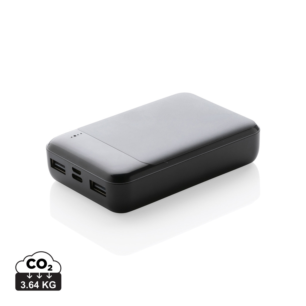 Powerbank publicitaire 10 000 mAh plastique recyclé Noir