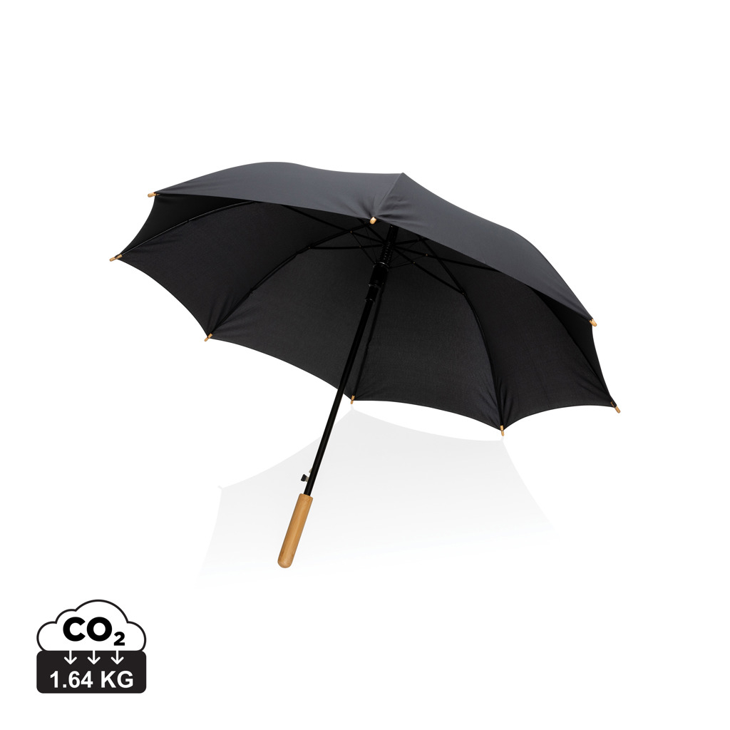 Parapluie rPET et bambou personnalisé Impact Noir