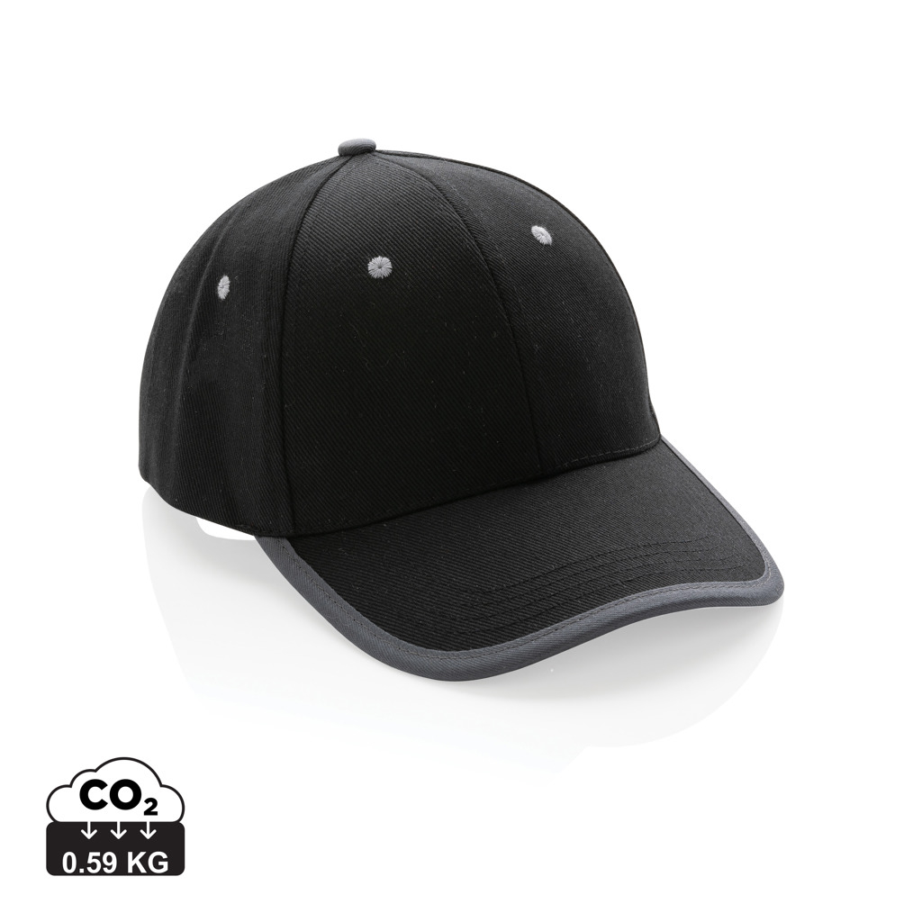 Casquette sandwich personnalisée coton recyclé 6 pans Impact Noir