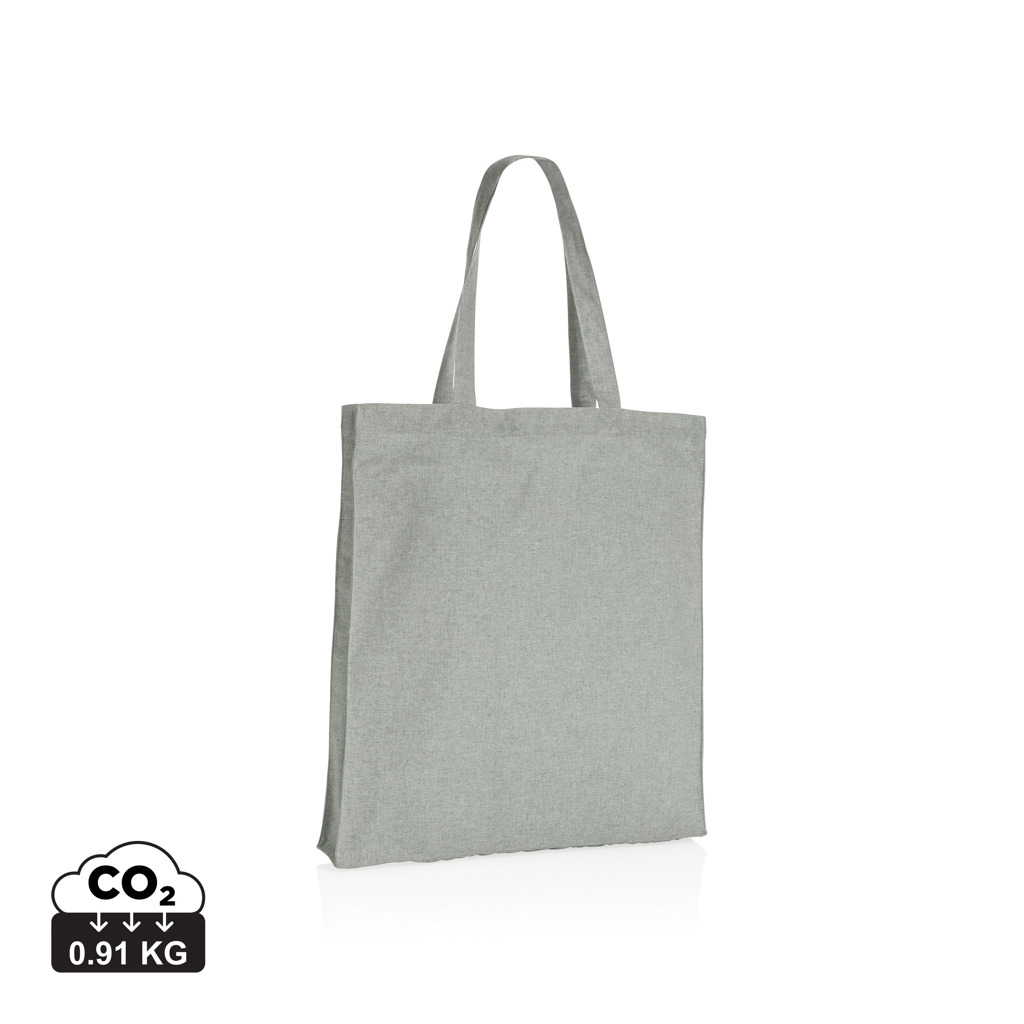 Tote bag soufflet coton recyclé publicitaire 145g Impact Gris
