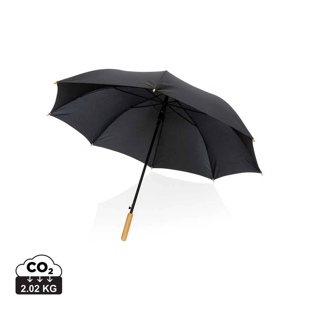 Parapluie personnalisé 27" rPET et bambou Impact Noir