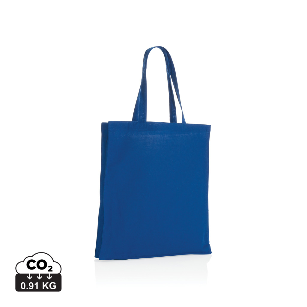 Tote bag soufflet coton recyclé publicitaire 145g Impact Bleu