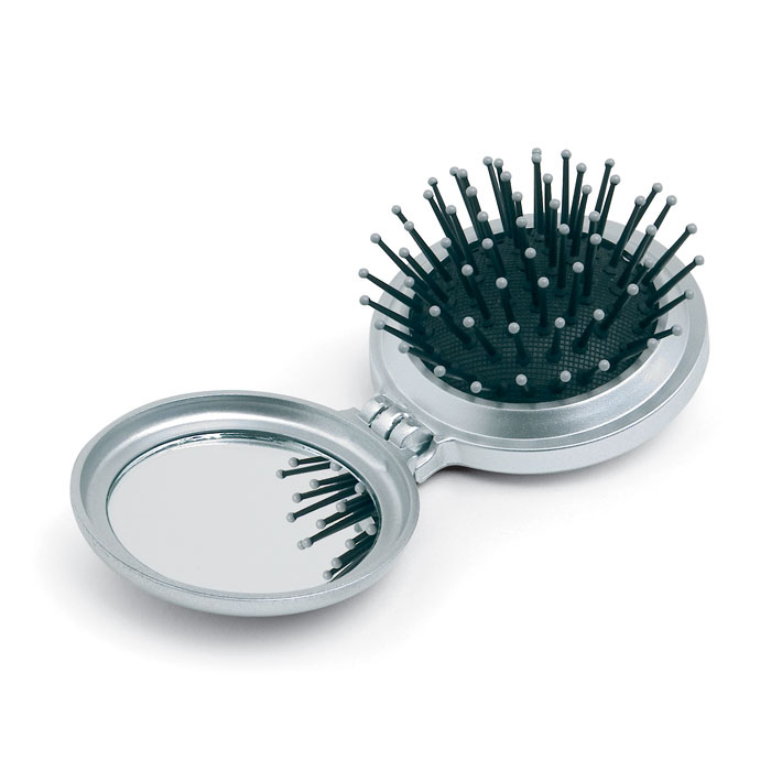 Brosse avec miroir pliable publicitaire Argent