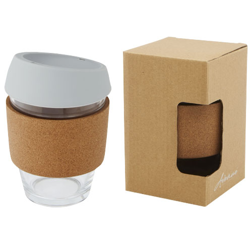 Verre publicitaire avec grip liège 360 ml LIDAN Gris
