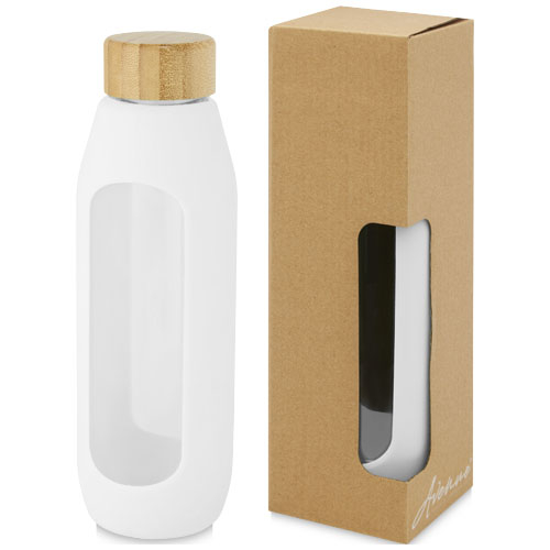 Bouteille publicitaire avec grip silicone 600 ml TIDAN Blanc
