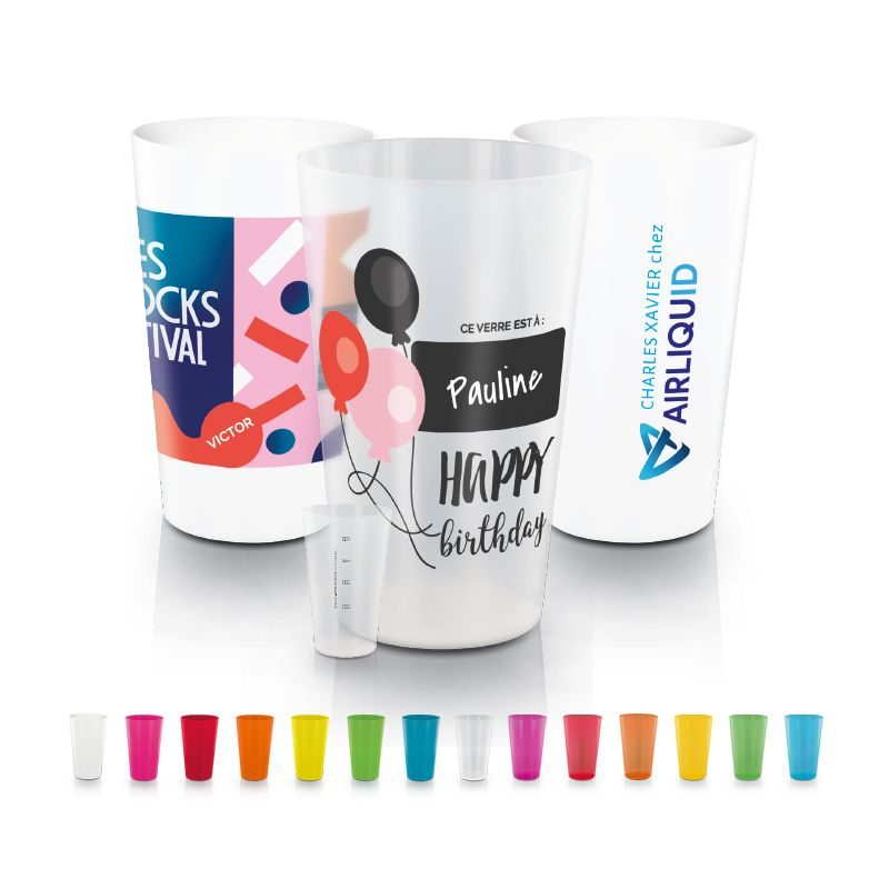 QLFJ-FurDec 8 Verres à Eau Colorés 470 Ml - Verres En Plastique Transparent Réutilisables, Empilables, Pour Fêtes
