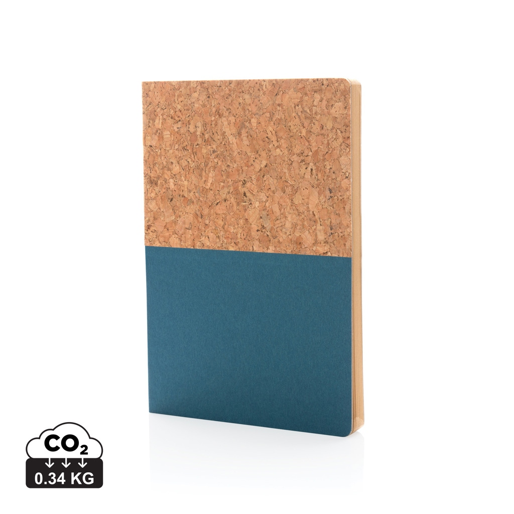 Carnet publicitaire A5 kraft et liège Bleu