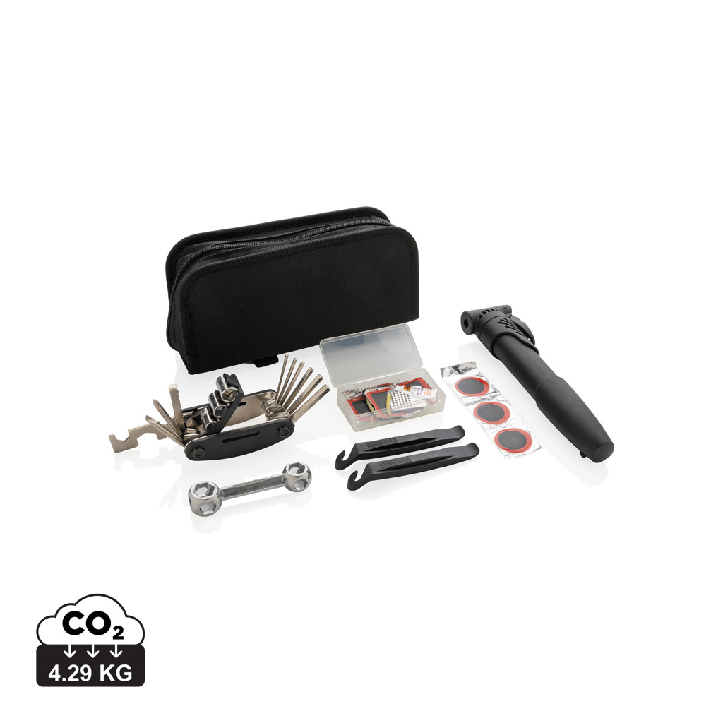 Kit réparation vélo personnalisé 17 pièces Noir