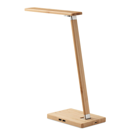 Lampe et chargeur de bureau personnalisé bambou