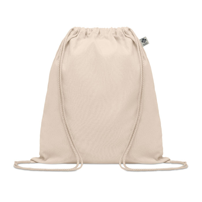 Sac à cordon en coton bio publicitaire 140 gr YUKI Beige