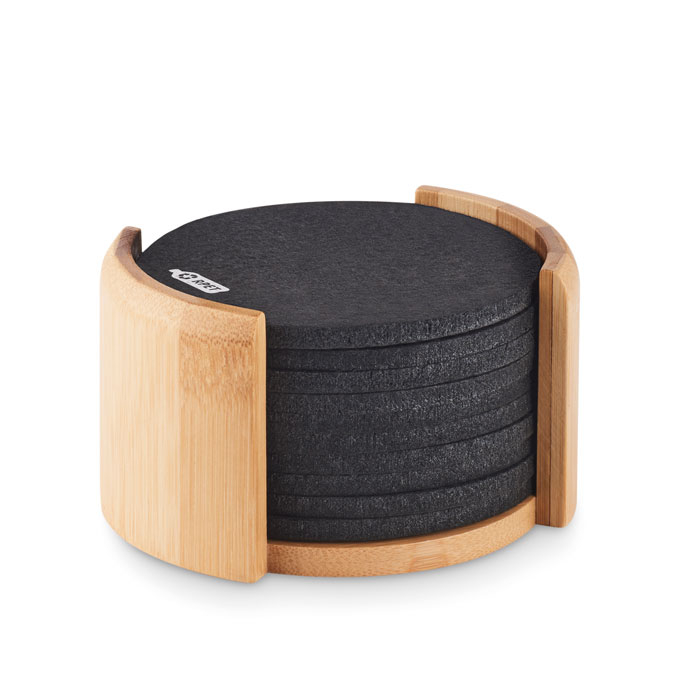 10 Sous-verres en rPET personnalisables BAHIA Bois