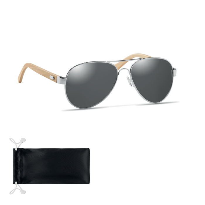 Lunettes de soleil publicitaires en bambou HONIARA Noir