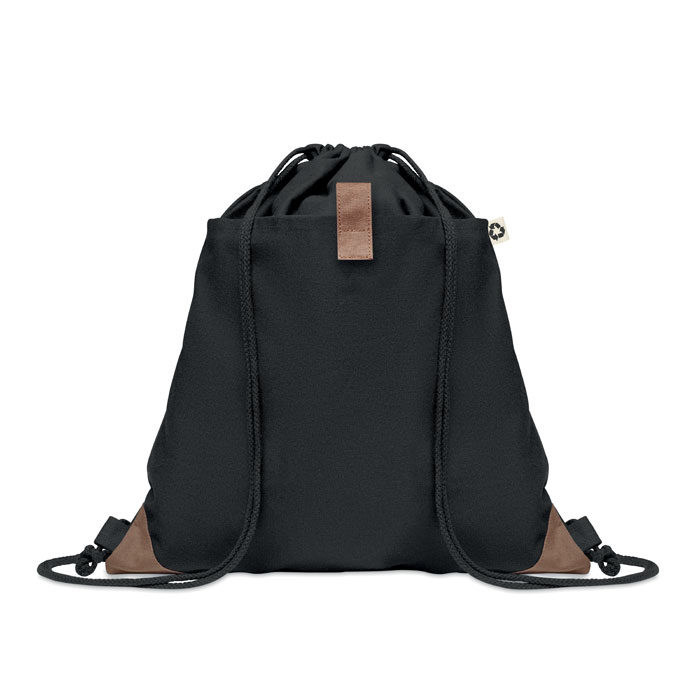 Gym bag publicitaire en coton recyclé 220g PANDA BAG Noir